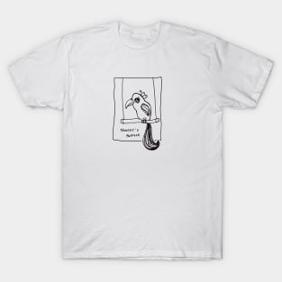 parrot on a swing nobody is perfect black linedrawing T-Shirt T-Shirt